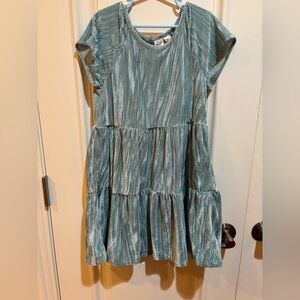 GAP velvet Shimmering Green Tiered  girls Dress Size 8-9